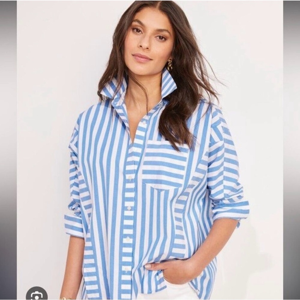 Vineyard Vines Blue and White Striped Shirt, plus size 24.